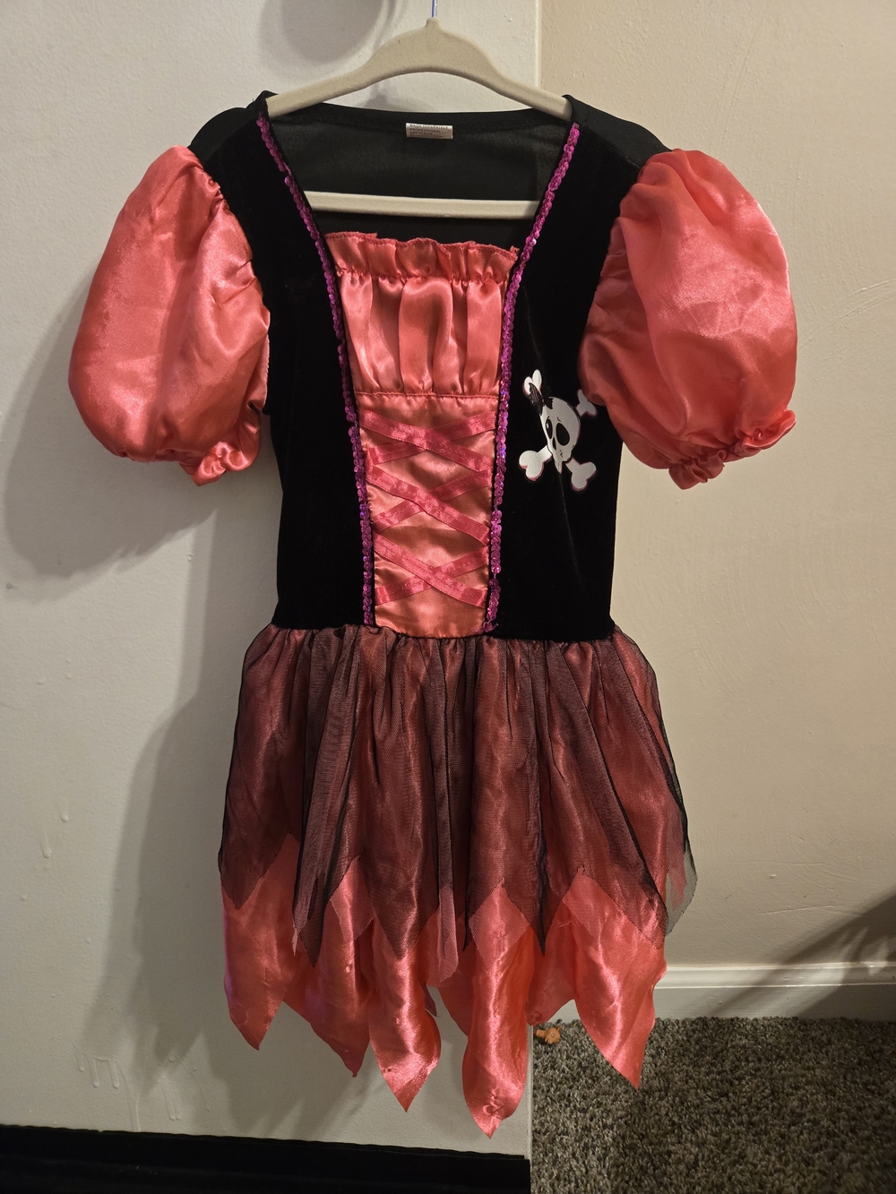 Girls' Black and Pink Pirate Costume Dress Size Small